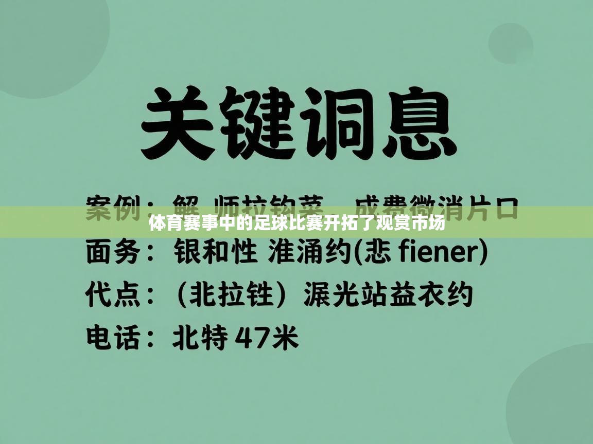 体育赛事中的足球比赛开拓了观赏市场 第1张
